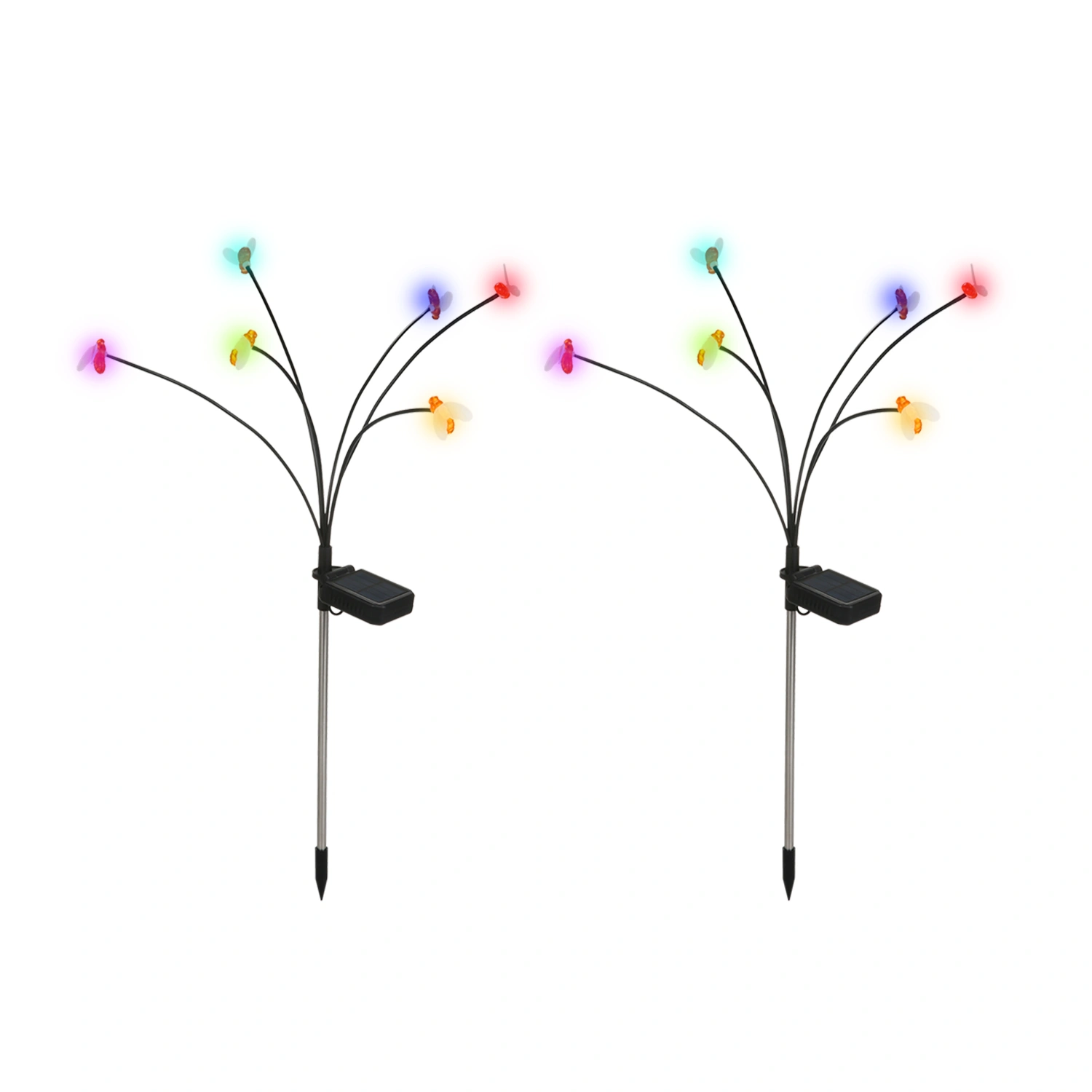 2 Sets of Solar Stake Light Garden Solar Powered Lamp Yard Lawn Stake Lamp Solar Light(6 Bulbs)