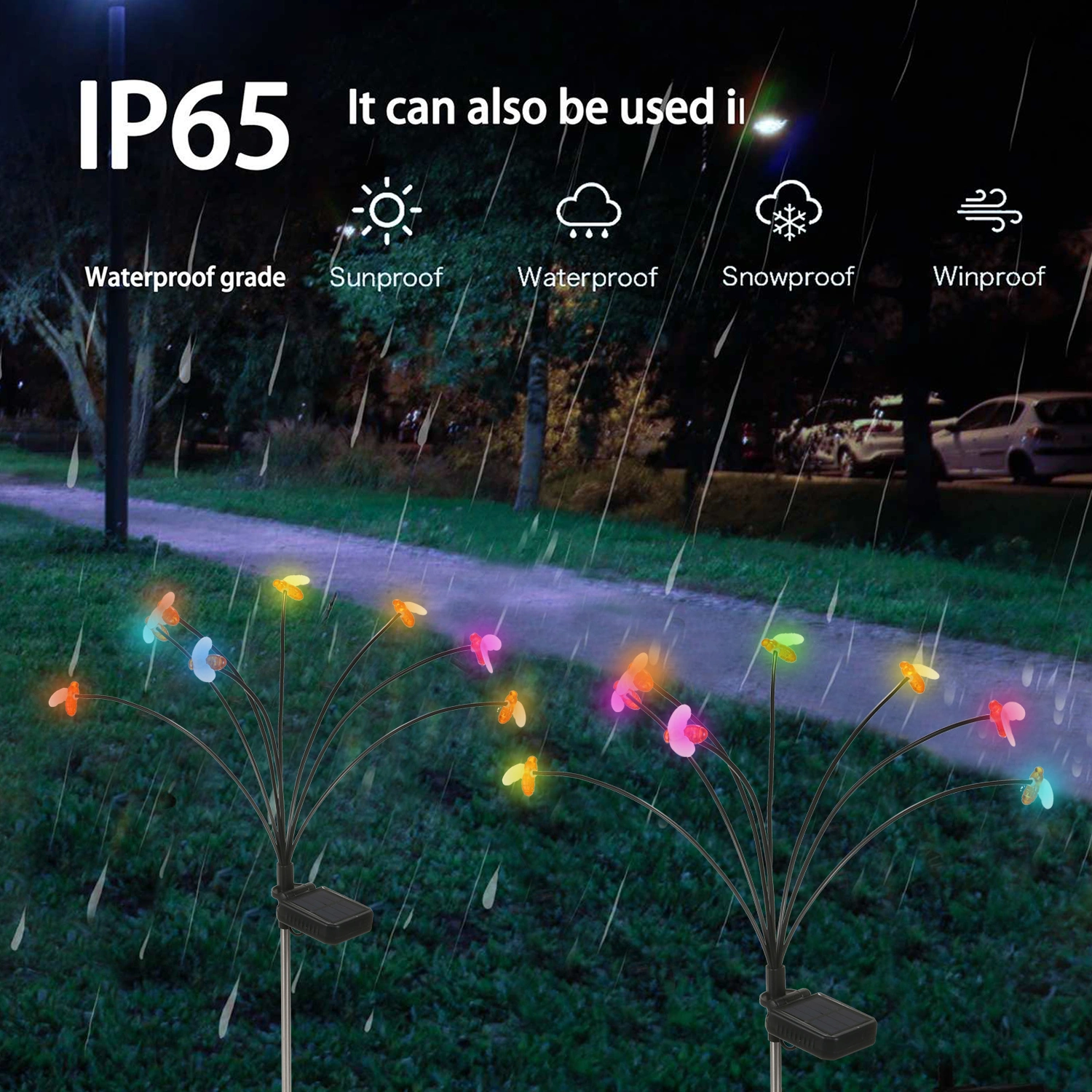 2 Sets of Solar Stake Light Garden Solar Powered Lamp Yard Lawn Stake Lamp Solar Light(6 Bulbs)