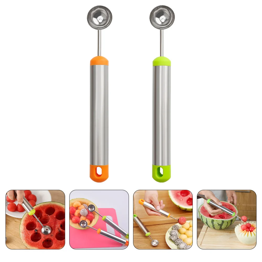 2Pcs Melon Ball Maker Melon Ball Scoop Watermelon Spoon Metal Watermelon Spoon