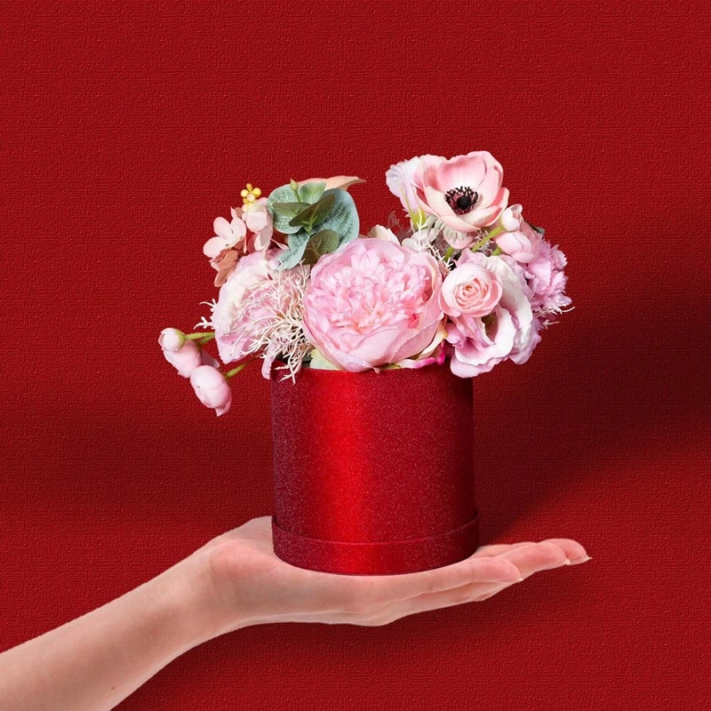 Flowers Arrangement Gift Box Small Flower Box Mini Flower Packing Bucket Round Box for Flowers