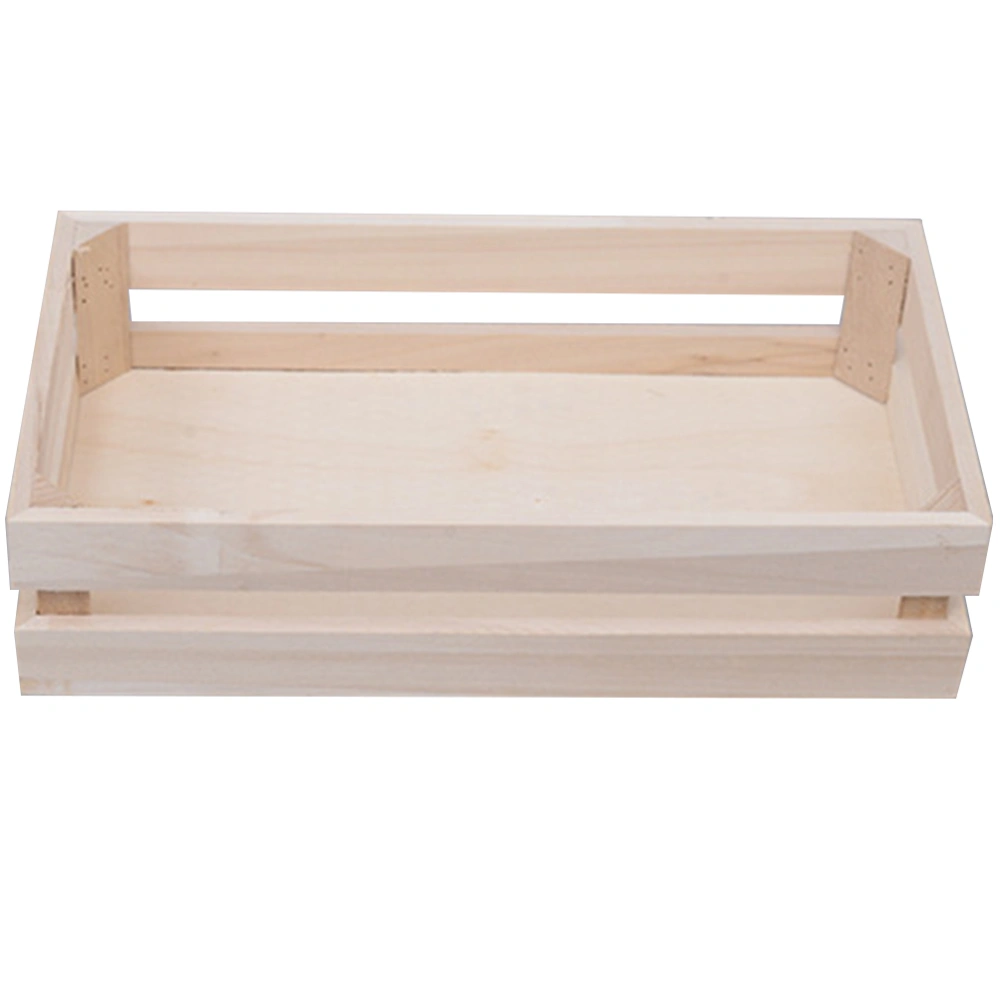 Wooden Storage Basket Rectangle Small Toy Organizer Simple Sundries Storage Basket for Home