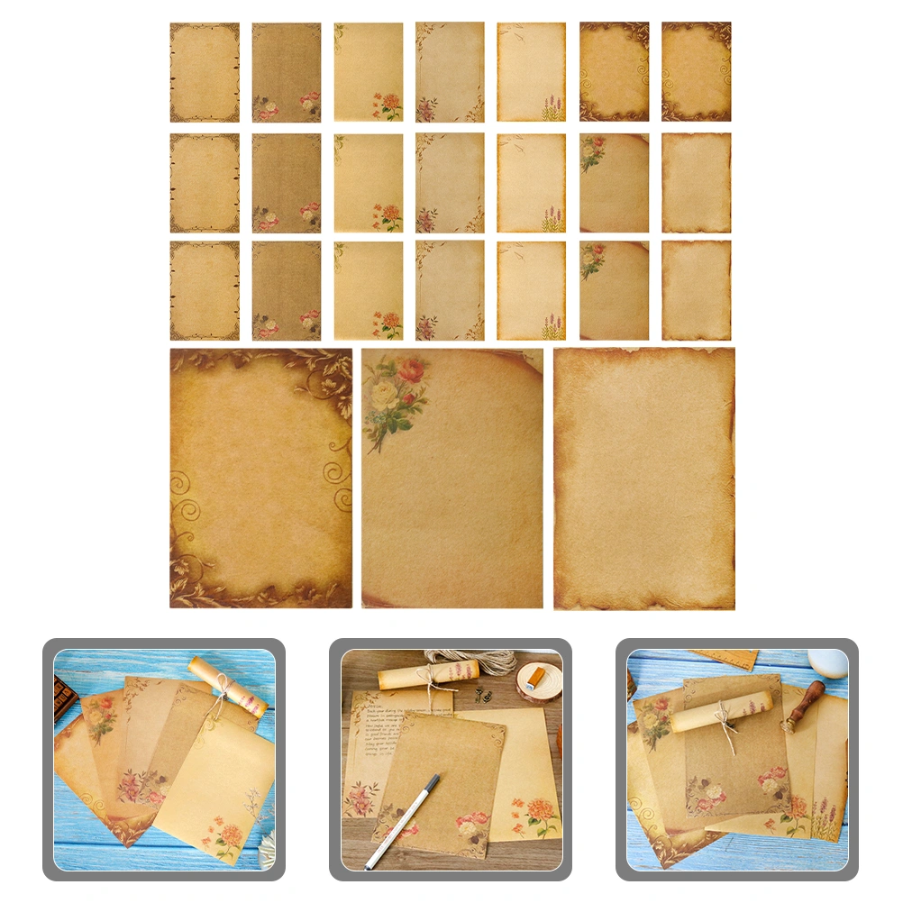 24 Sheets of Retro Letter Papers Writing Papers Letter Papers for Greeting Invitation