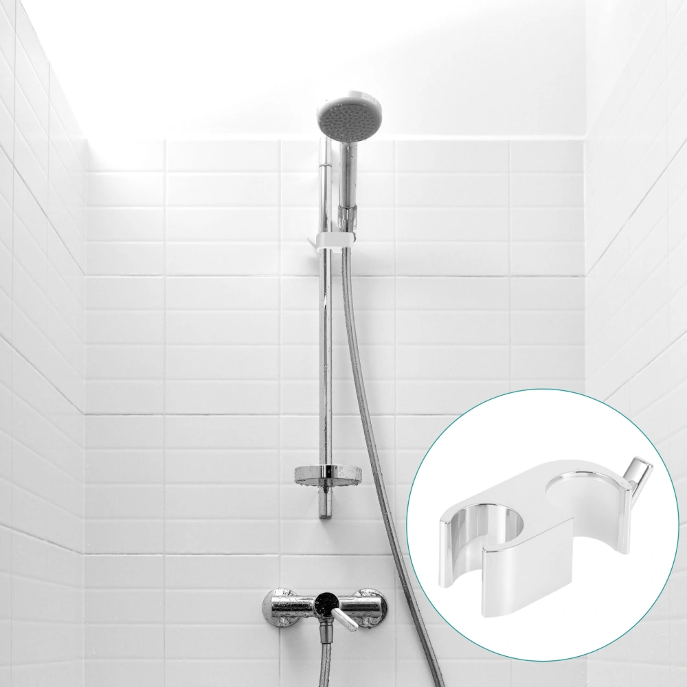 Bathroom Shower Slide Bar Clamp Punch-free Shower Tube Holder Dual Buckles Shower Tube Holder