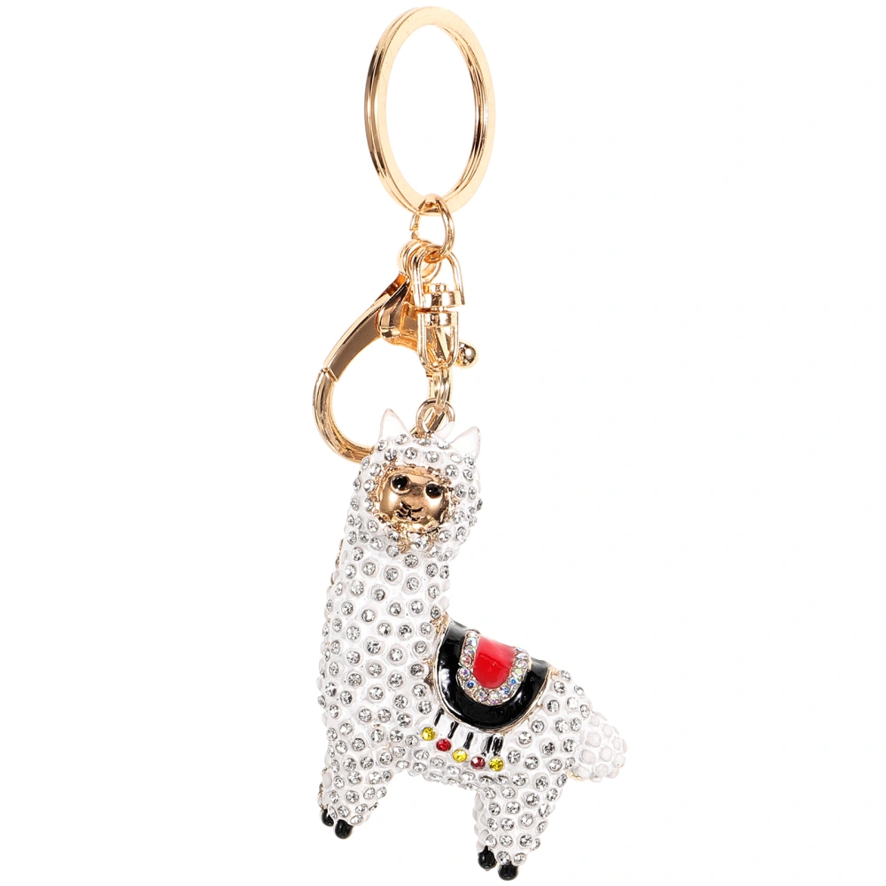 Exquisite Rhinestone Alpaca Keychain Cartoon Animal Hanging Charm Keychain Accessory Purse Pendant