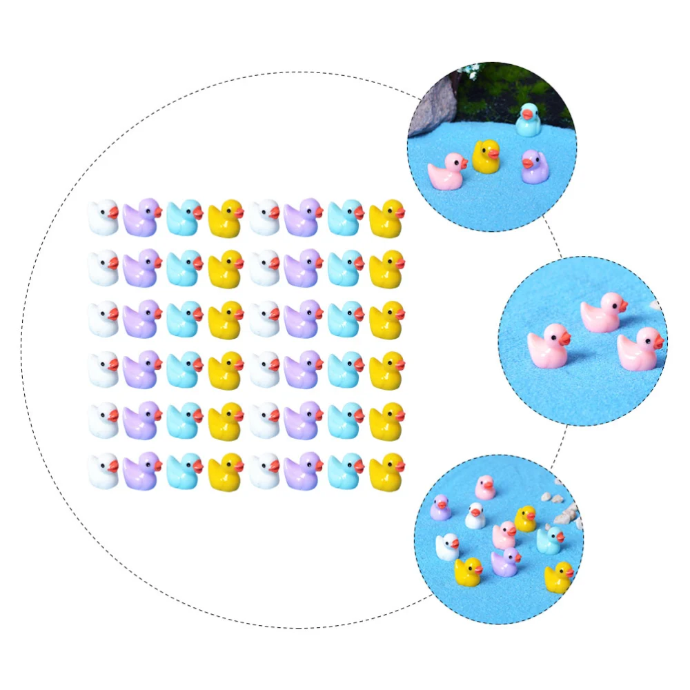 80Pcs Mini Resin Ducks Figures Cute Tiny Ducks Resin Miniatures Animals Model (Mixed Color)