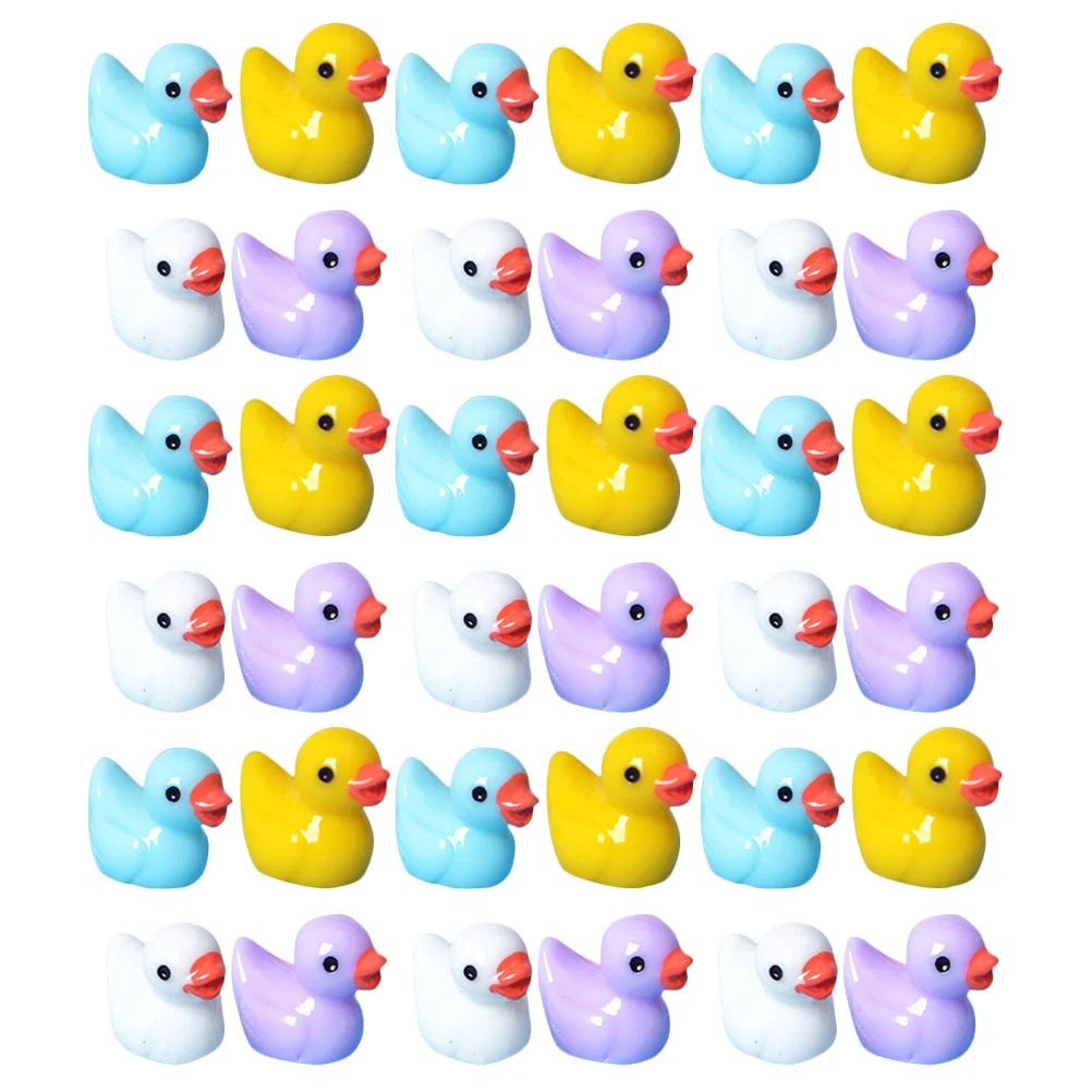 80Pcs Mini Resin Ducks Figures Cute Tiny Ducks Resin Miniatures Animals Model (Mixed Color)