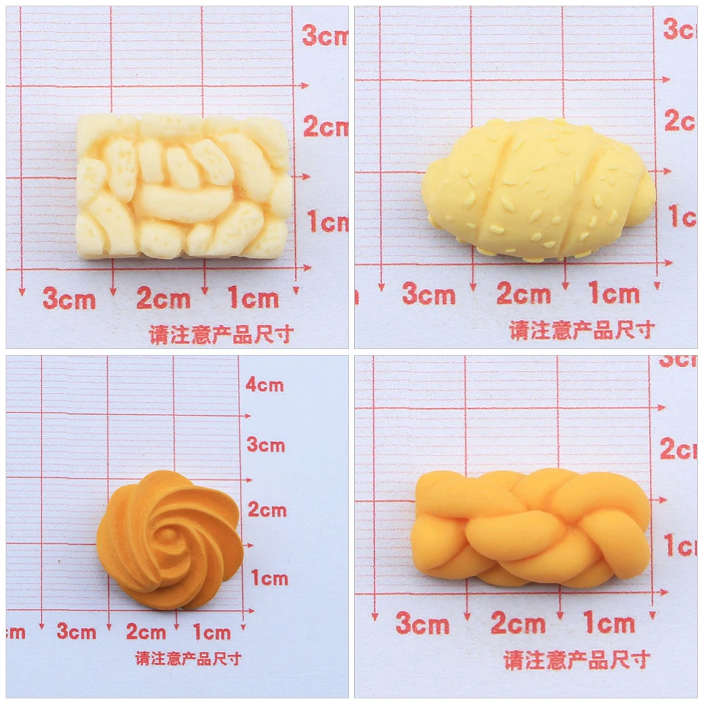 40pcs Miniature Bread Cookies Resin Lovely Dessert Models Phone Case Decor Mixed Style