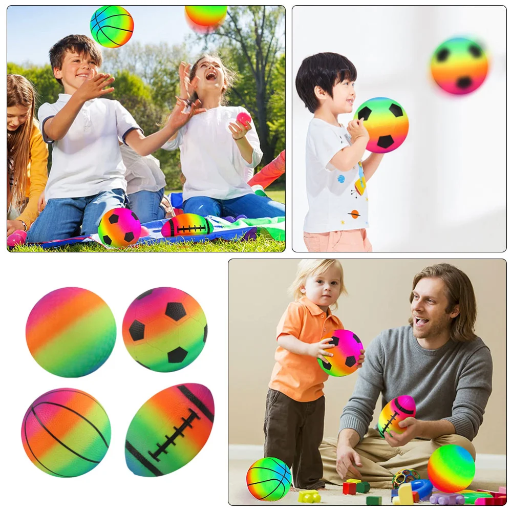 4pcs Bouncing Ball Funny Bouncy Ball Kids Jumping Ball Summer Beach Ball Outdoor Patting Ball