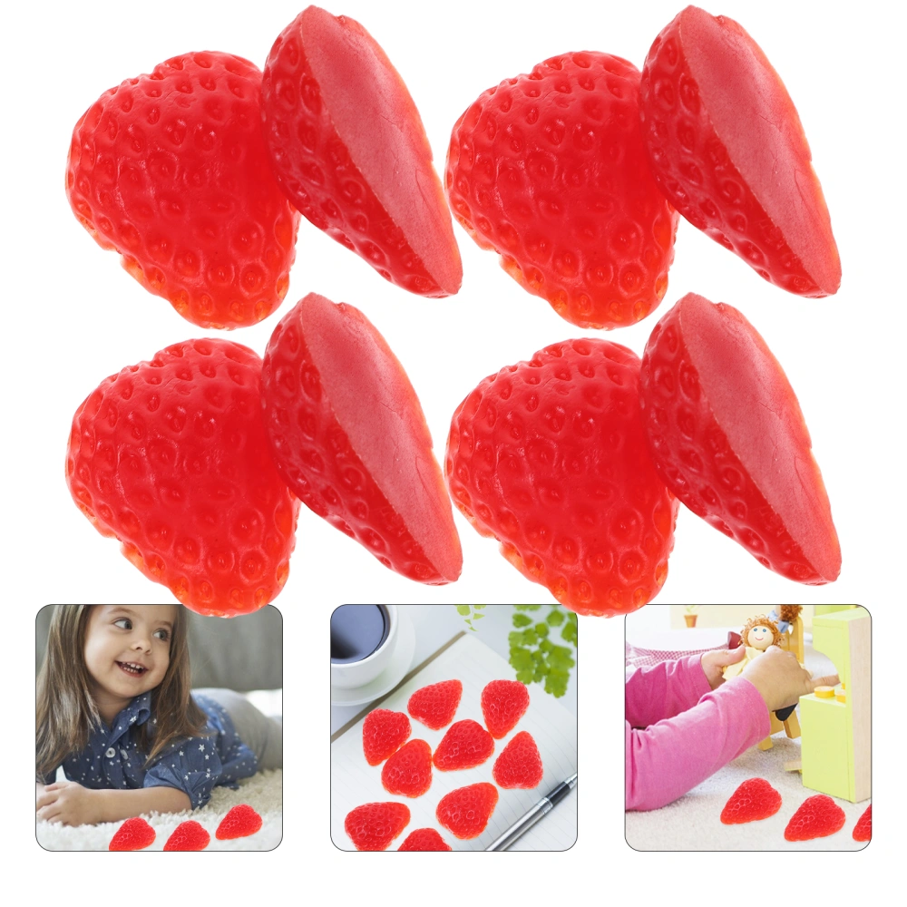 10Pcs Artificial Strawberry Slices Lifelike Fake Realistic Fruit Model Half a Strawberry Fruit Slices