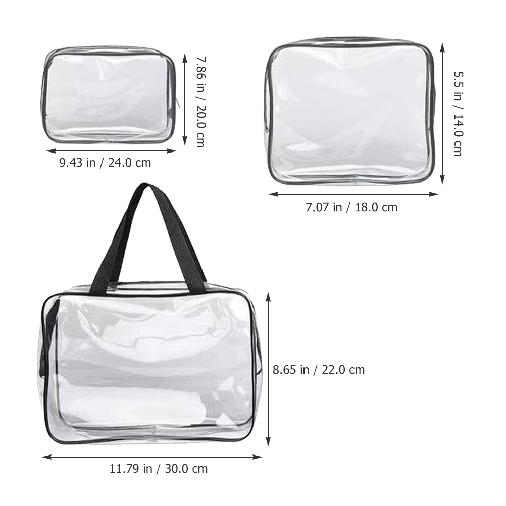 3pcs Clear Makeup Bags Travel Cosmetic Bags Toiletry Bags Cosmetic Organizer