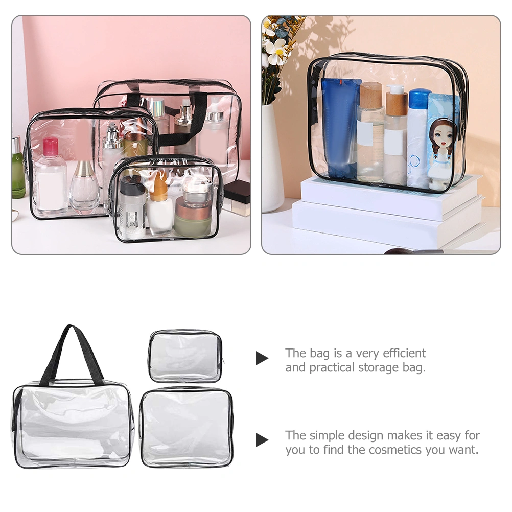 3pcs Clear Makeup Bags Travel Cosmetic Bags Toiletry Bags Cosmetic Organizer