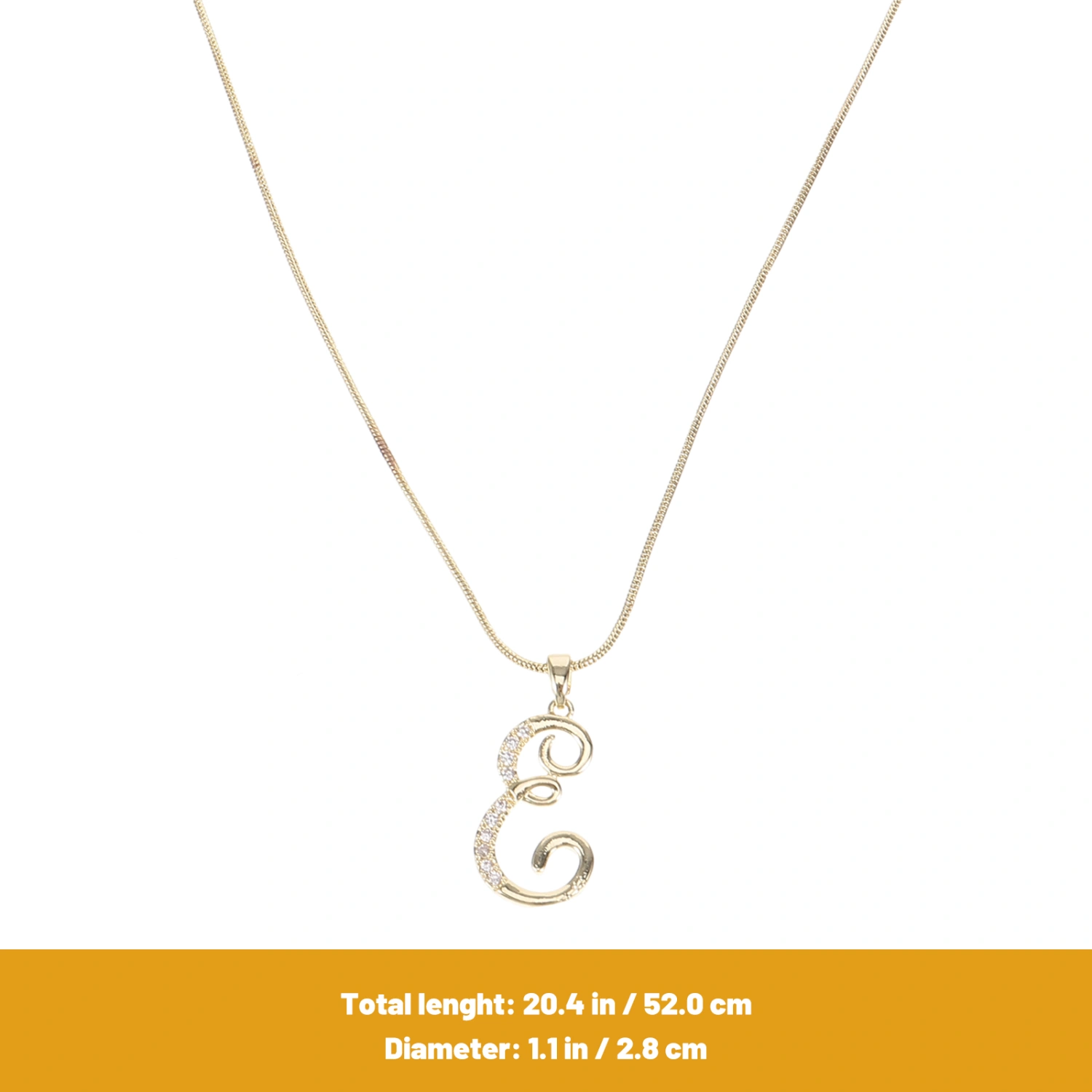 Letter Pendant Personalize Letter Necklace Fashion Jewelry Rhinestone Pendant Necklace for Teen Girls (Letter E)