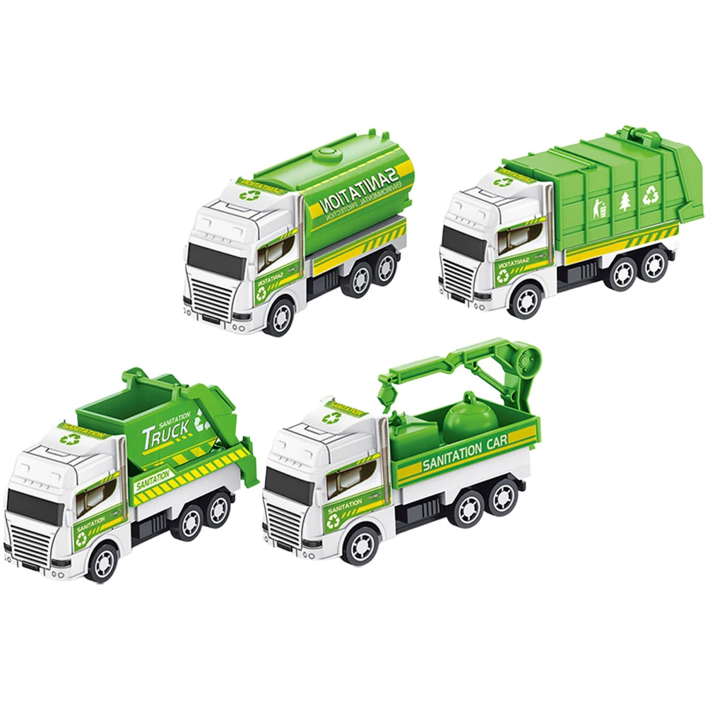 4pcs Garbage Truck Toys Children Trash Car Toys Sanitation Truck Car Model Garbage Trucks Random Style