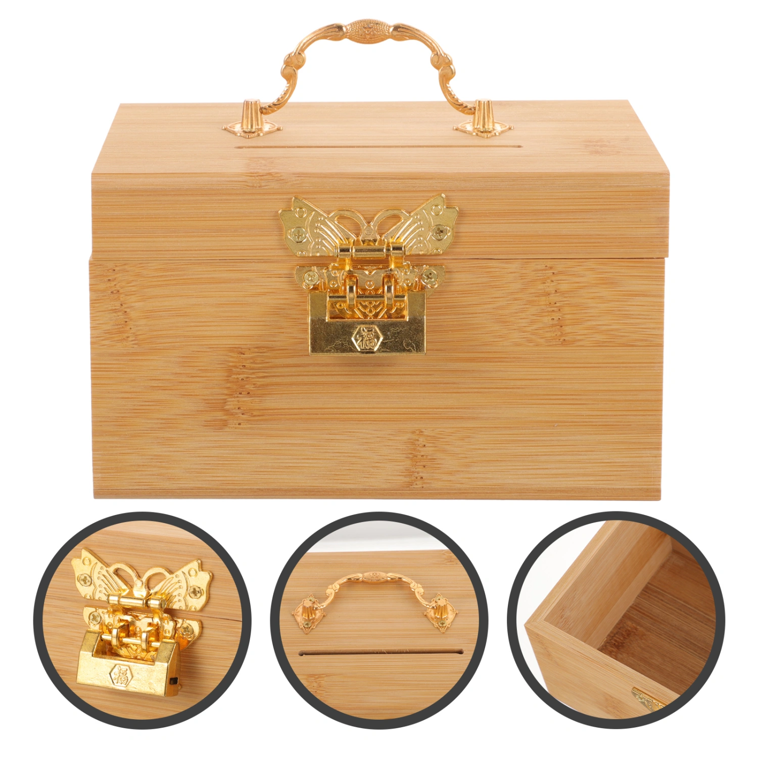 Wooden Piggy Bank Wood Money Savings Box Vintage Piggy Bank for Kids with Lock