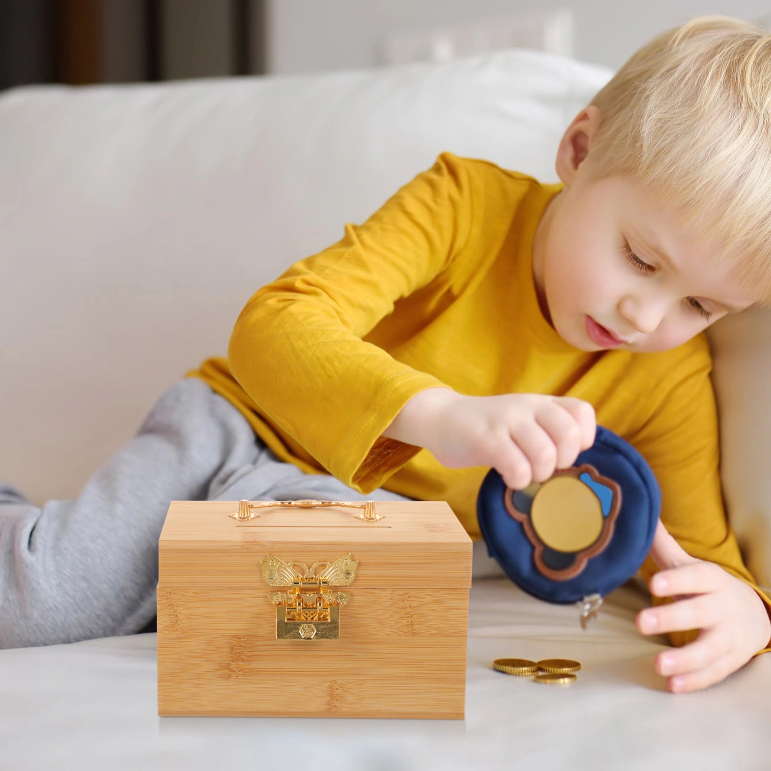 Wooden Piggy Bank Wood Money Savings Box Vintage Piggy Bank for Kids with Lock