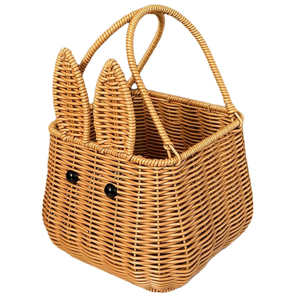 Easter Bunny Woven Basket Adorable Rabbit Picnic Hamper Easter Egg Basket Sundries Storage Organizer