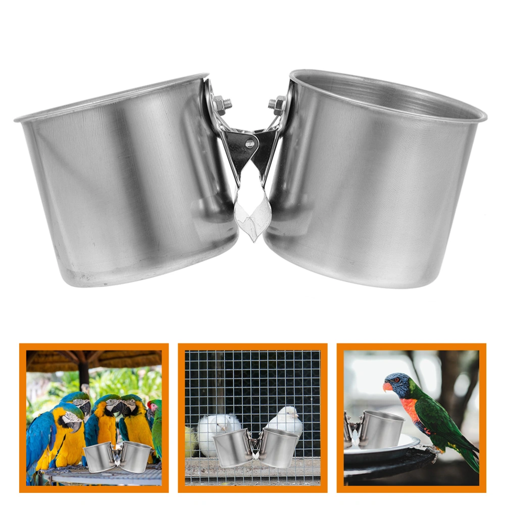 2Pcs Bird Water Feeder Birds Feeding Cups Parrot Food Holder Birdcage Cup with Clamp