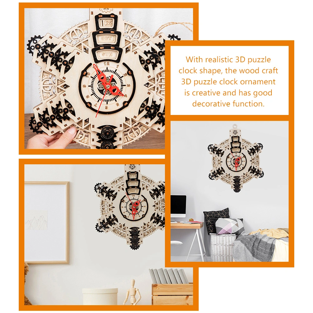 1 Set DIY Clock Wooden Model Kit Wooded Puzzle Clock Model DIY Handcraft
