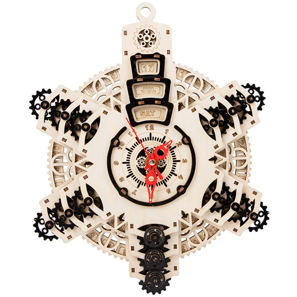 1 Set DIY Clock Wooden Model Kit Wooded Puzzle Clock Model DIY Handcraft