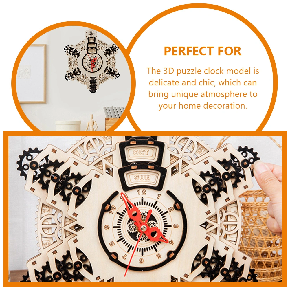 1 Set DIY Clock Wooden Model Kit Wooded Puzzle Clock Model DIY Handcraft
