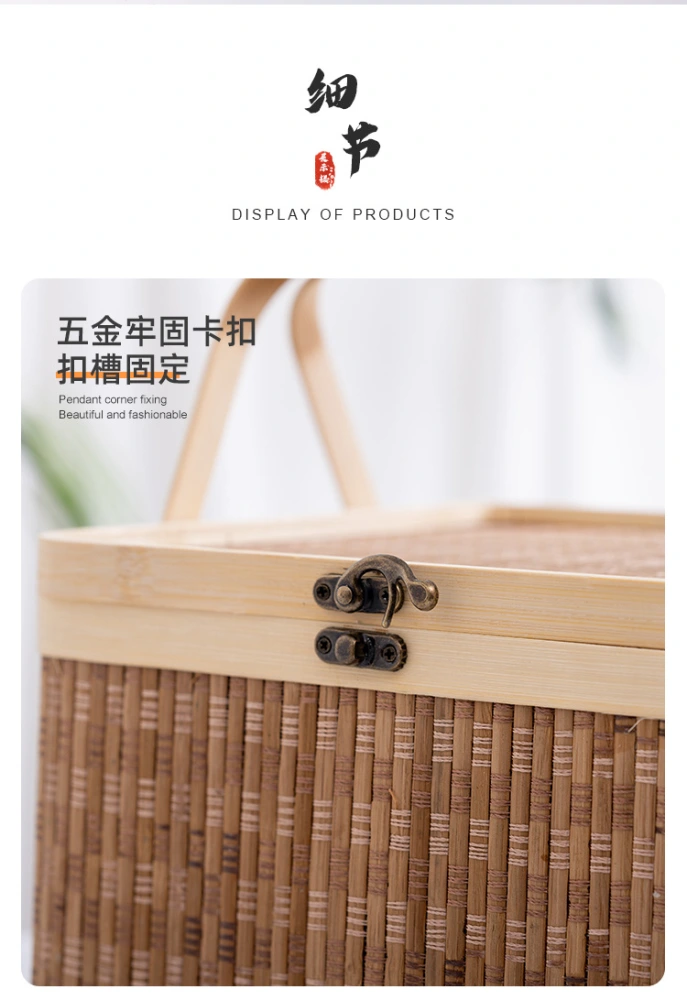 Woven Bamboo Basket Handle Design Egg Basket Portable Egg Storage Holder Picnic Basket