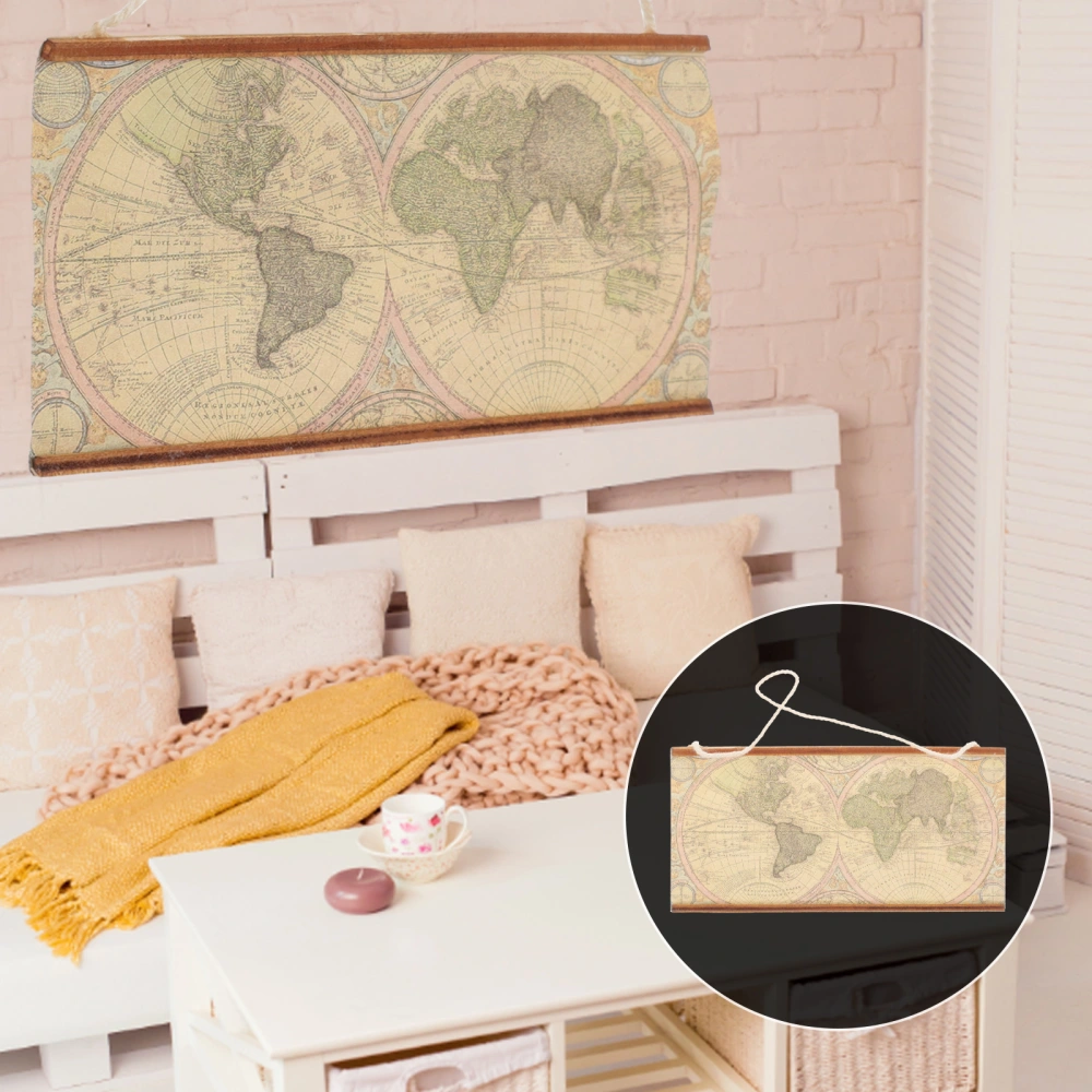 Doll House World Map Wall Hanging Map Miniature Map Doll House Decoration Accessory