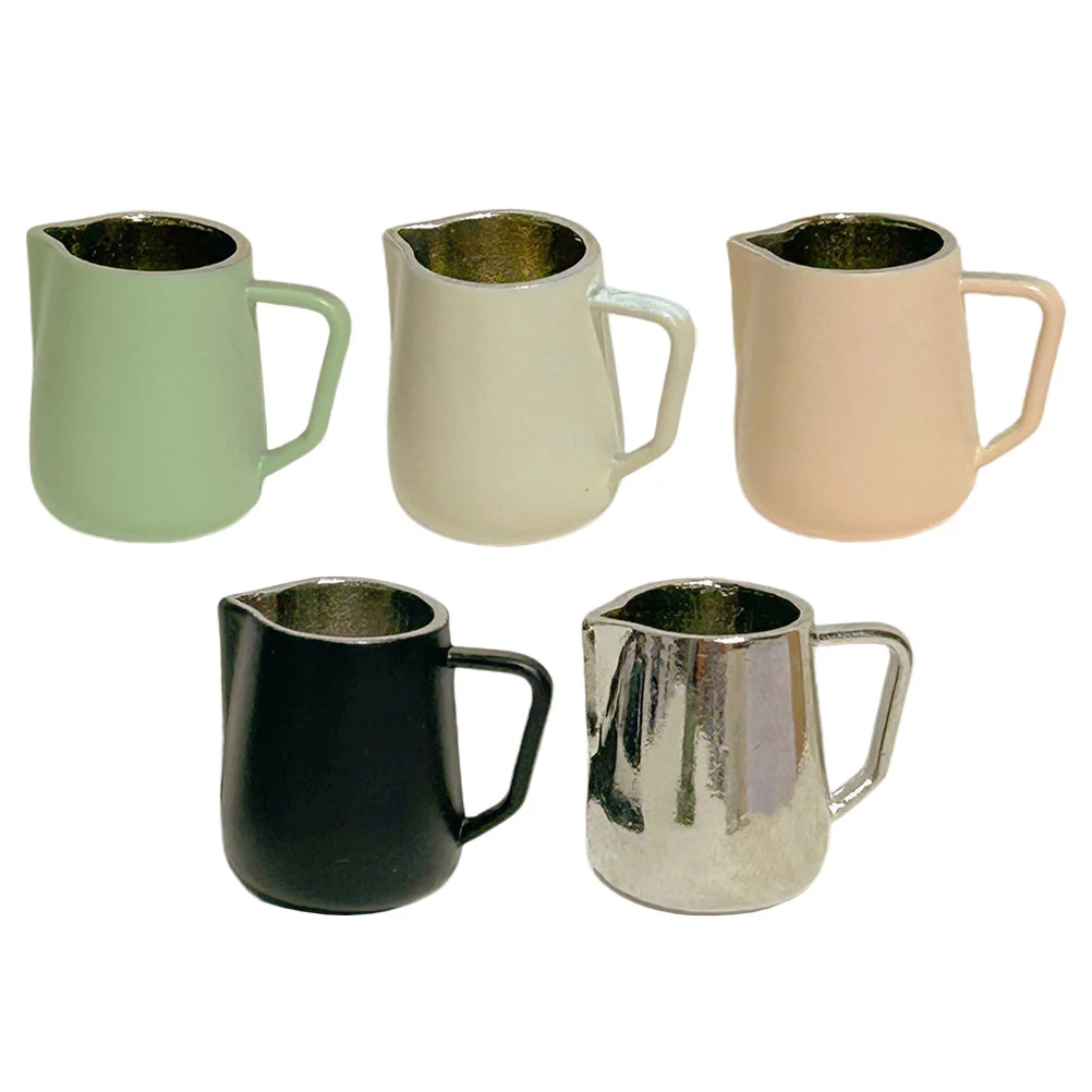 5Pcs Mini Coffee Cups Miniature Milk Frothing Jugs Tiny Coffee Mugs Mini House Milk Pitchers Decors
