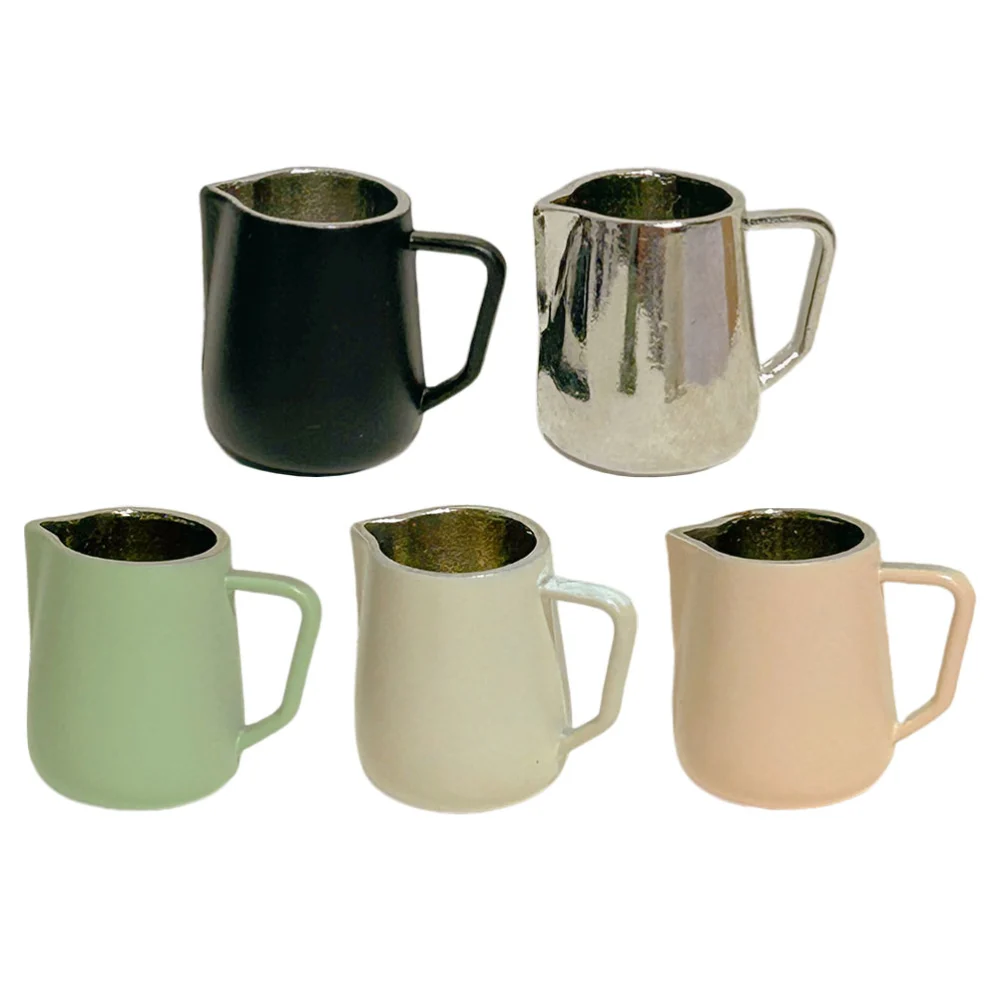 5Pcs Mini Coffee Cups Miniature Milk Frothing Jugs Tiny Coffee Mugs Mini House Milk Pitchers Decors