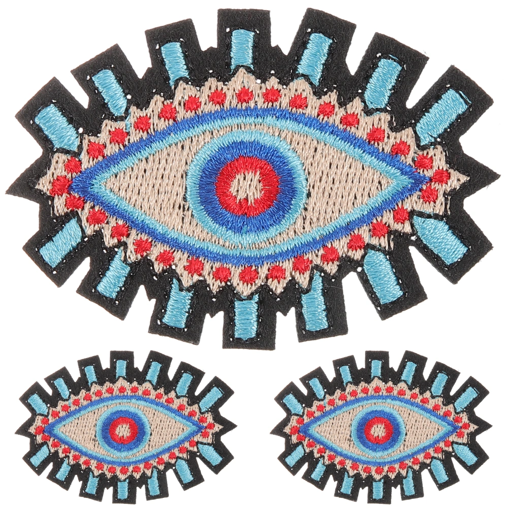 3Pcs Chic Eye Shaped Clothes Patches Evil Eye Pattern Iron Patches Compact Hat Patches Hat Supply