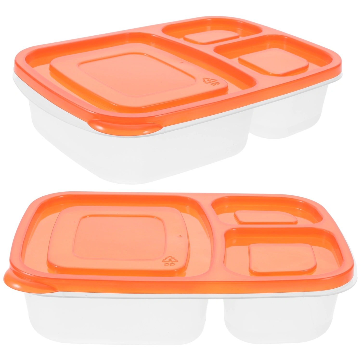 2pcs Portable Plastic Bento Box Three-grids Lunch Box Heat-resistant Bento Box With Lid