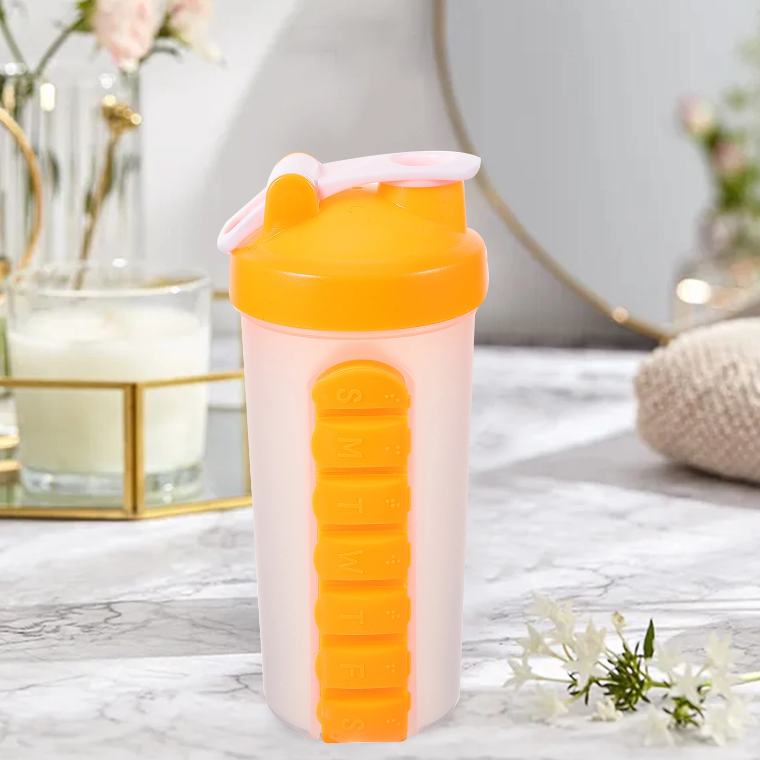 Portable Water Bottle Daily Use Drink Bottle Multi-function Sports Bottle With Pills Box