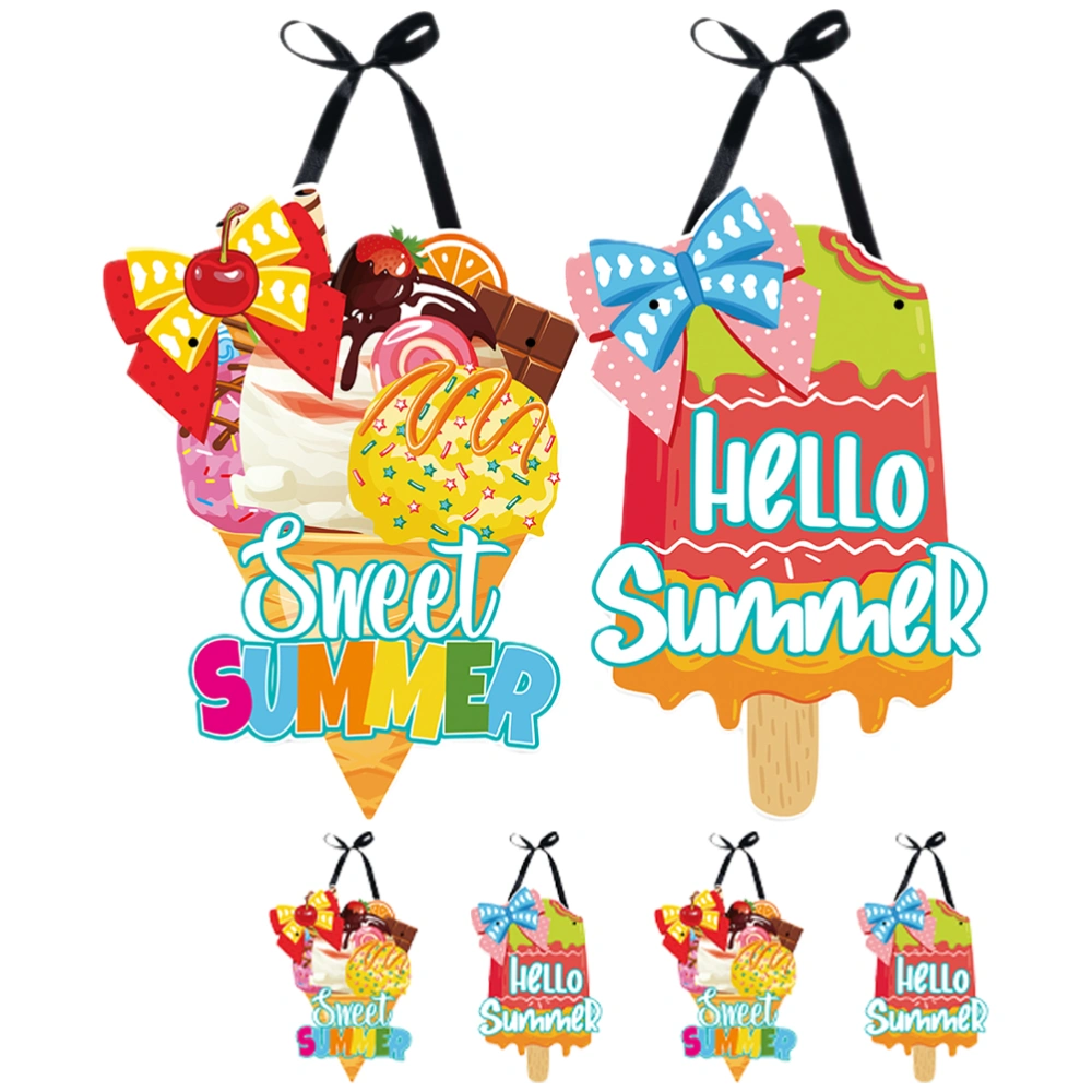 6pcs Hawaii Ice Cream Summer Signs Welcome Door Hanger Summer Hanging Sign Plaque