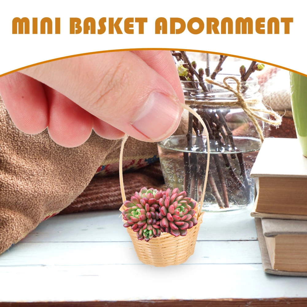 2pcs Miniature Bamboo Woven Baskets Tiny Baskets Mini Basket Ornament for Doll House