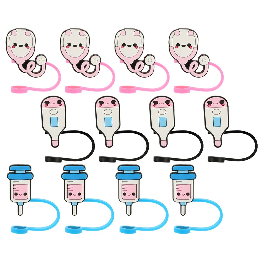 12pcs Reusable Straw Covers Straw End Plugs Caps Straw End Protectors Straw Decors