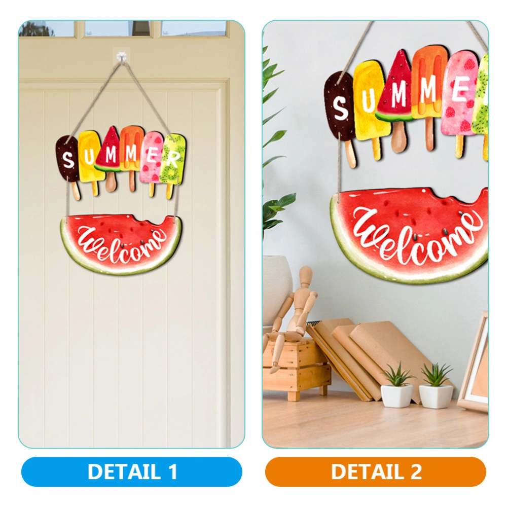 1 Set Ice Cream Summer Sign Welcome Door Hanger Summer Door Decor Summer Hanging Sign Plaque