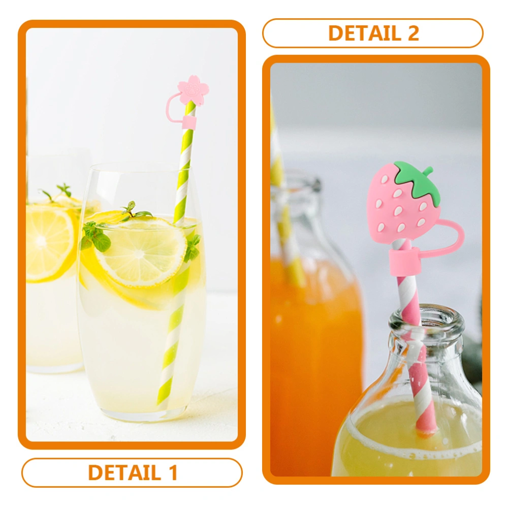 8Pcs Straw Tips Covers Cute Silicone Reusable Drinking Straw Tips Lids for Party Use Straw Tips