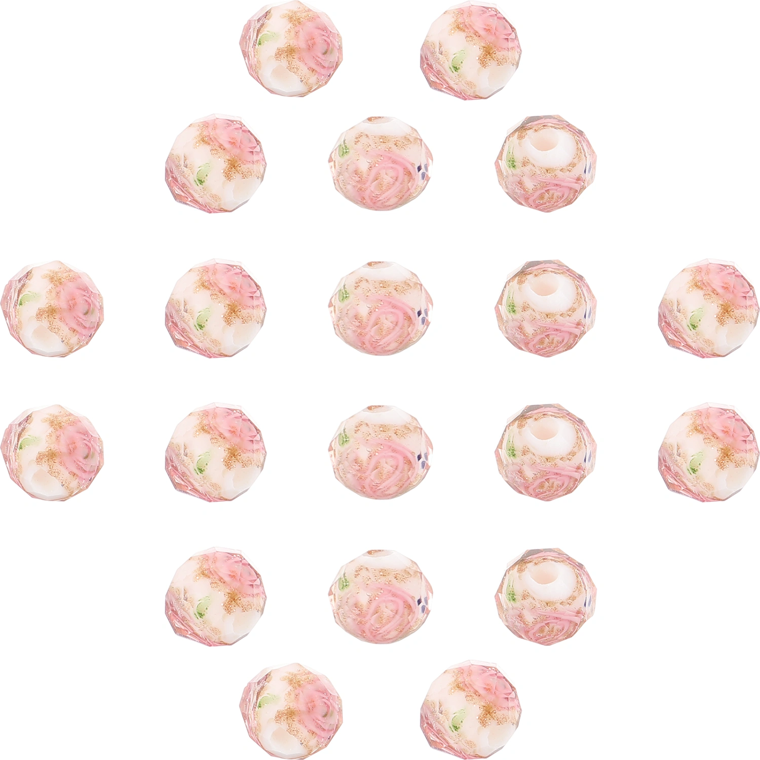 20Pcs Jewelry DIY Beads Glass Beads Crafts DIY Glass Beads Flower Glass Beads Jewelry Making Beads
