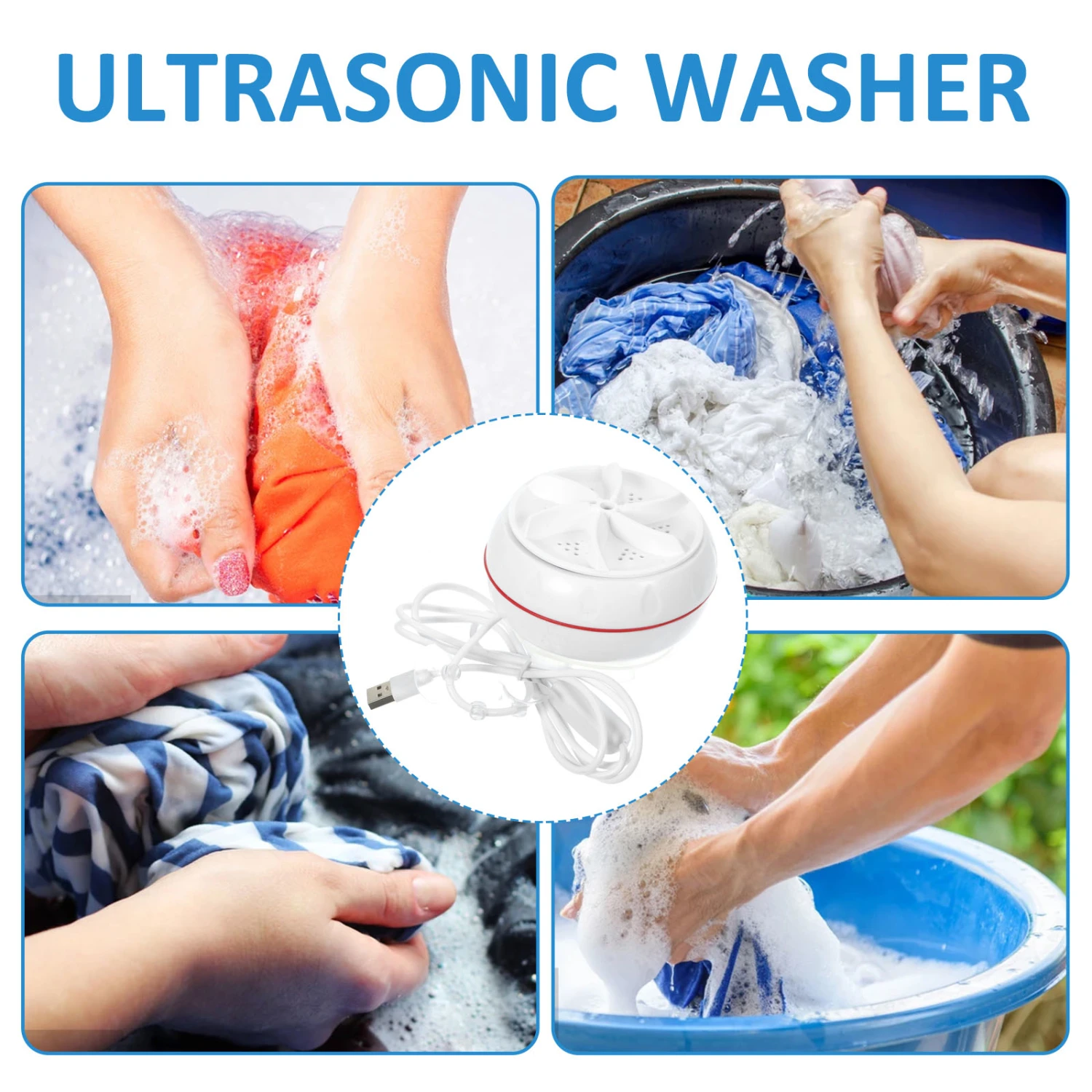 Travel Washing Machine Mini Clothes Washer USB Charging Washing Machine for Dorm(30W)