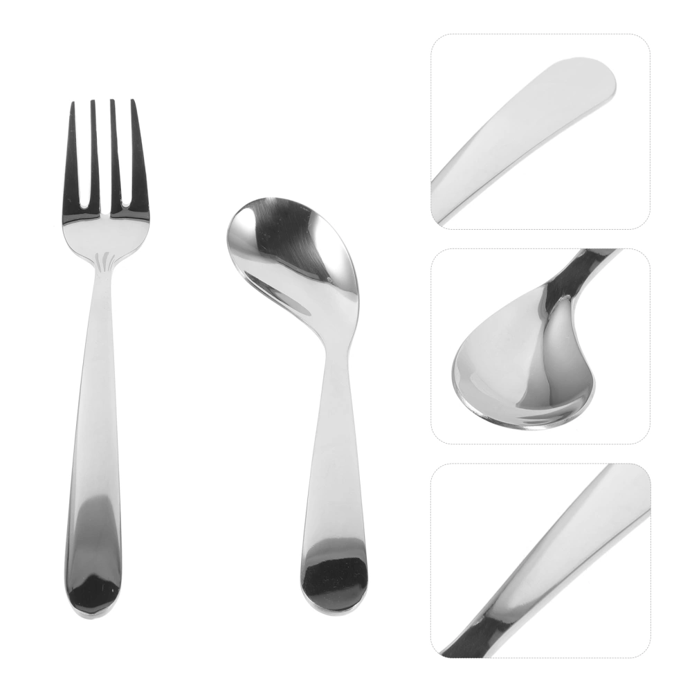 1 Set Adaptive Utensil Curved Spoon Patients Tableware Patients Feeding Utensil Self-feeding Fork