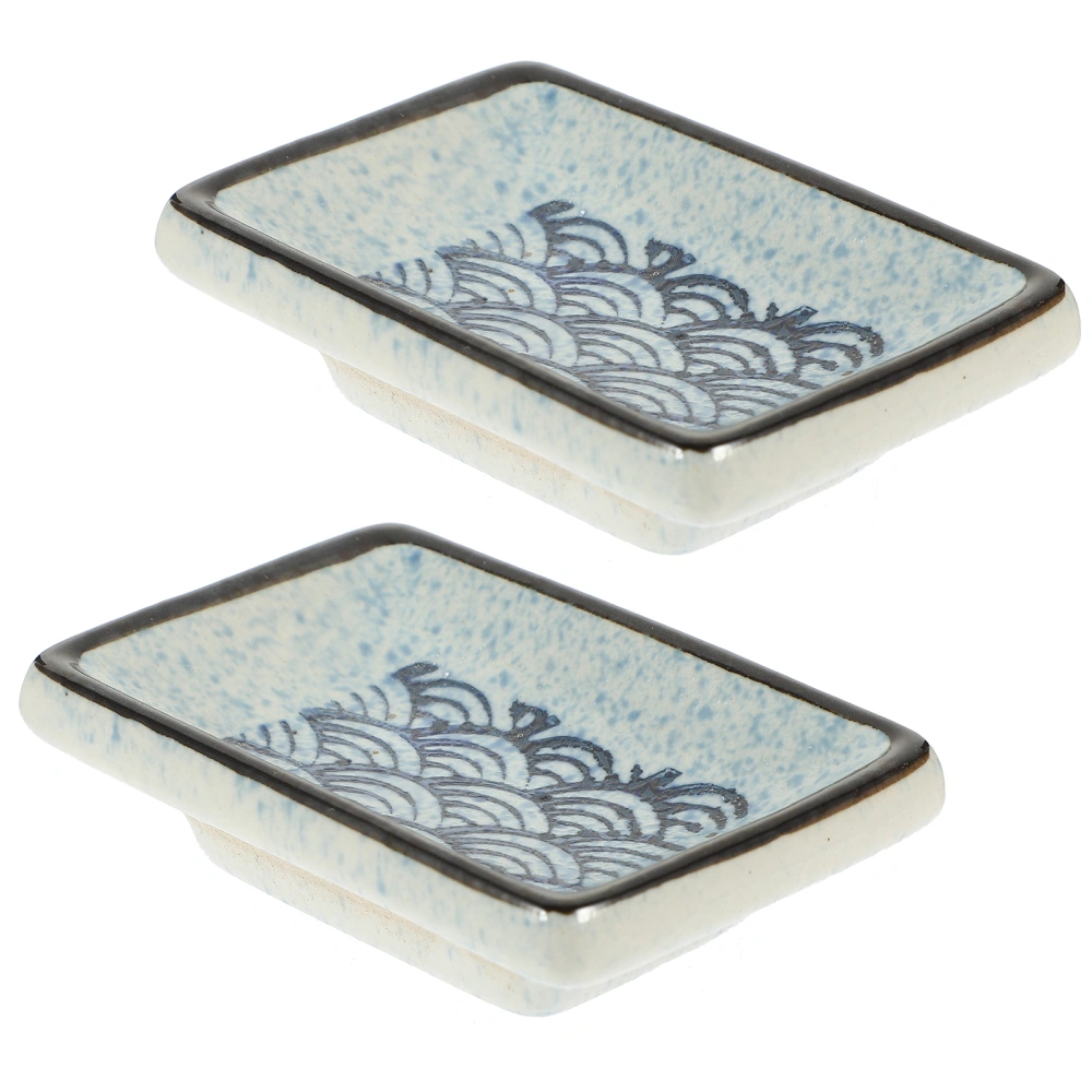 2Pcs Seasoning Dishes Japanese Styled Dipping Plates Sweet Sauce Dishes Ceramic Dishes