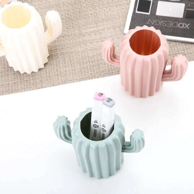 3Pcs Tabletop Pencil Holder Bedroom Cactus Shape Dried Flower Vase Decor Desktop Pen Holder