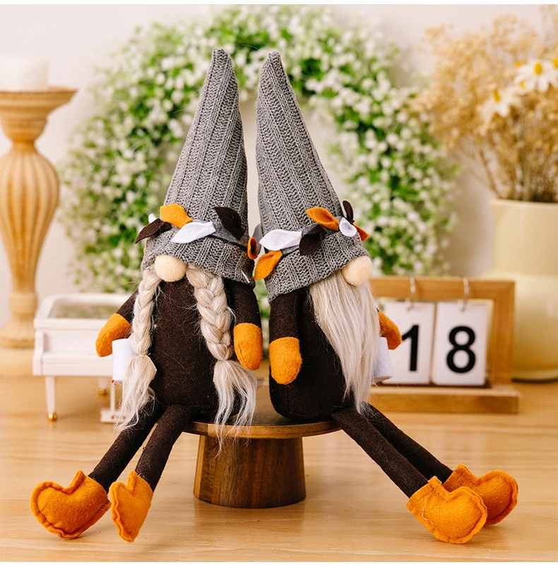 2pcs Cute Coffee Gnome Lovely Gnome Decoration Holiday Party Tiered Tray Gnome Decoration with Long Legs