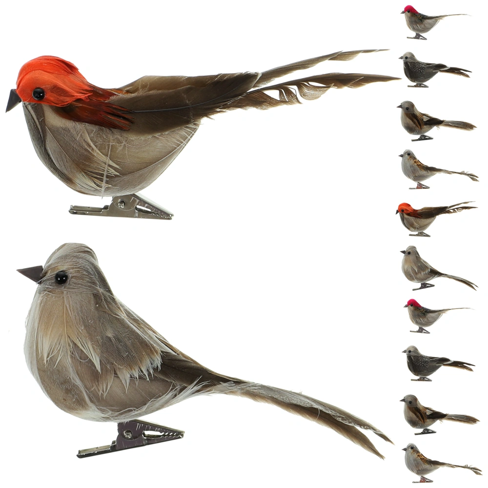 12Pcs Artificial Birds Decors Simulated Small Birds Garden Fake Birds Decors Lifelike Birds Ornaments