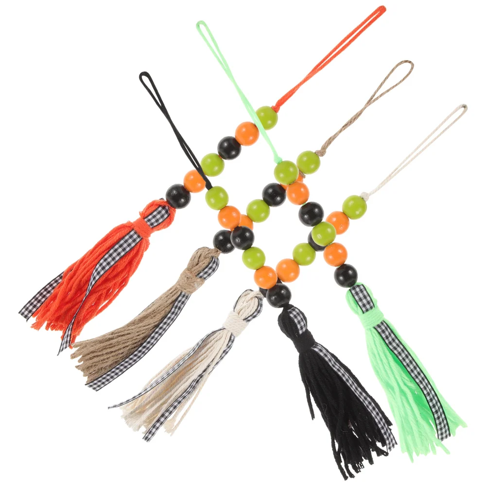 5pcs Wood Bead Tassels Wood Bead Tassel Decoration Hanging Beaded Decoration