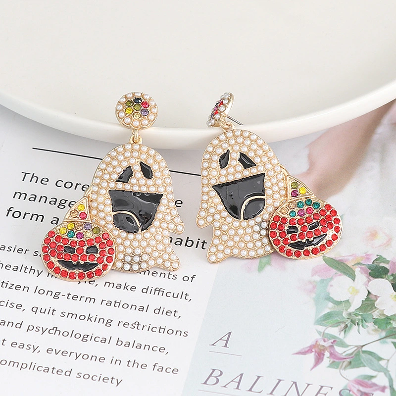 1 Pair Ghostface Earrings Drop Earrings Rhinestone Earrings Halloween Earrings for Women