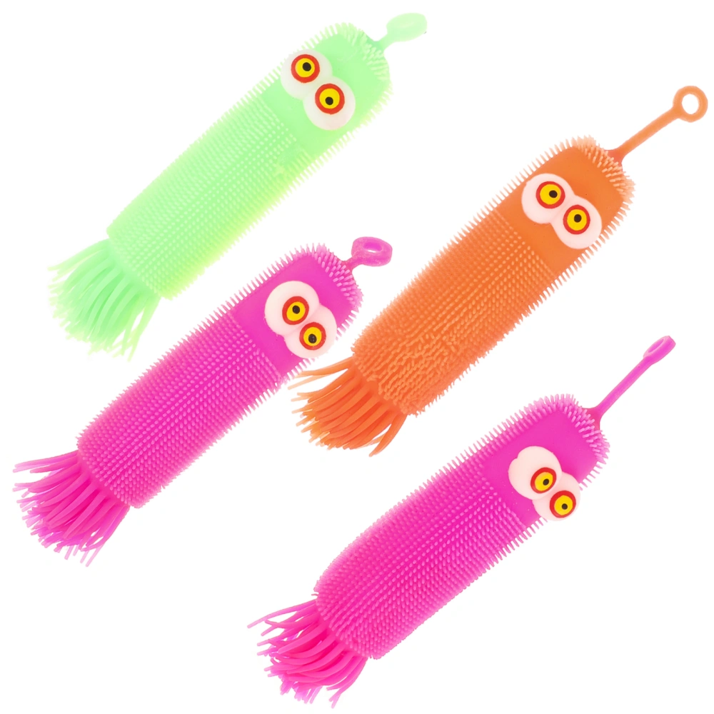 4Pcs Adorable Caterpillar Toy Portable Squeeze Toys Interesting Stress Toy Kids Accessory