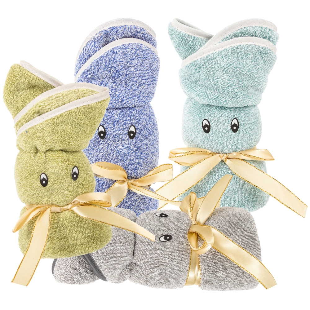 4pcs Towels Toddler Baby Bath Washcloth Towels Rabbit Shaped Towels Gift Towels