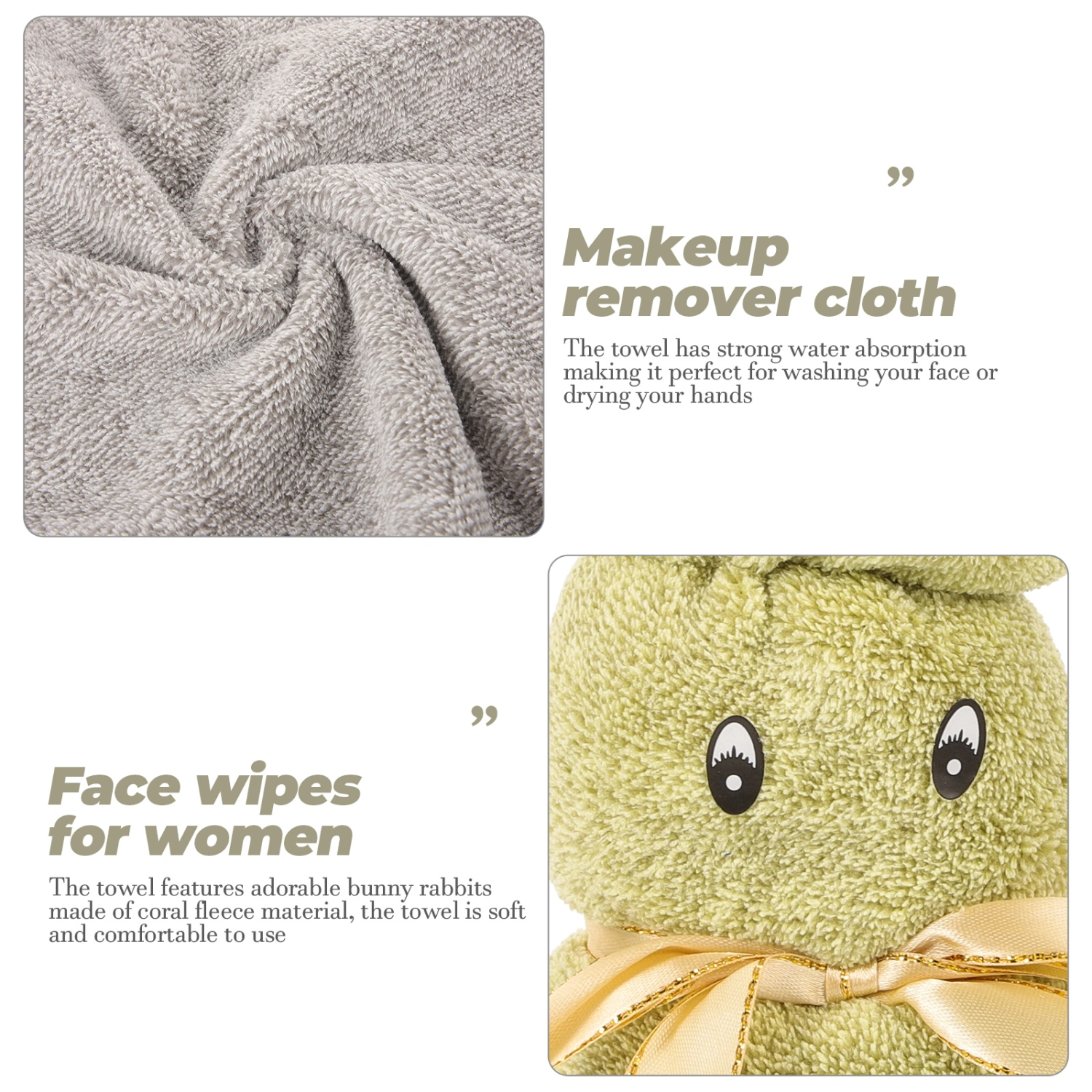 4pcs Towels Toddler Baby Bath Washcloth Towels Rabbit Shaped Towels Gift Towels