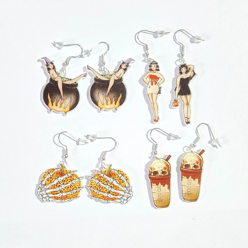 4 Pairs Halloween Earrings Halloween Dangle Earrings Halloween Earrings Women Drop Earrings