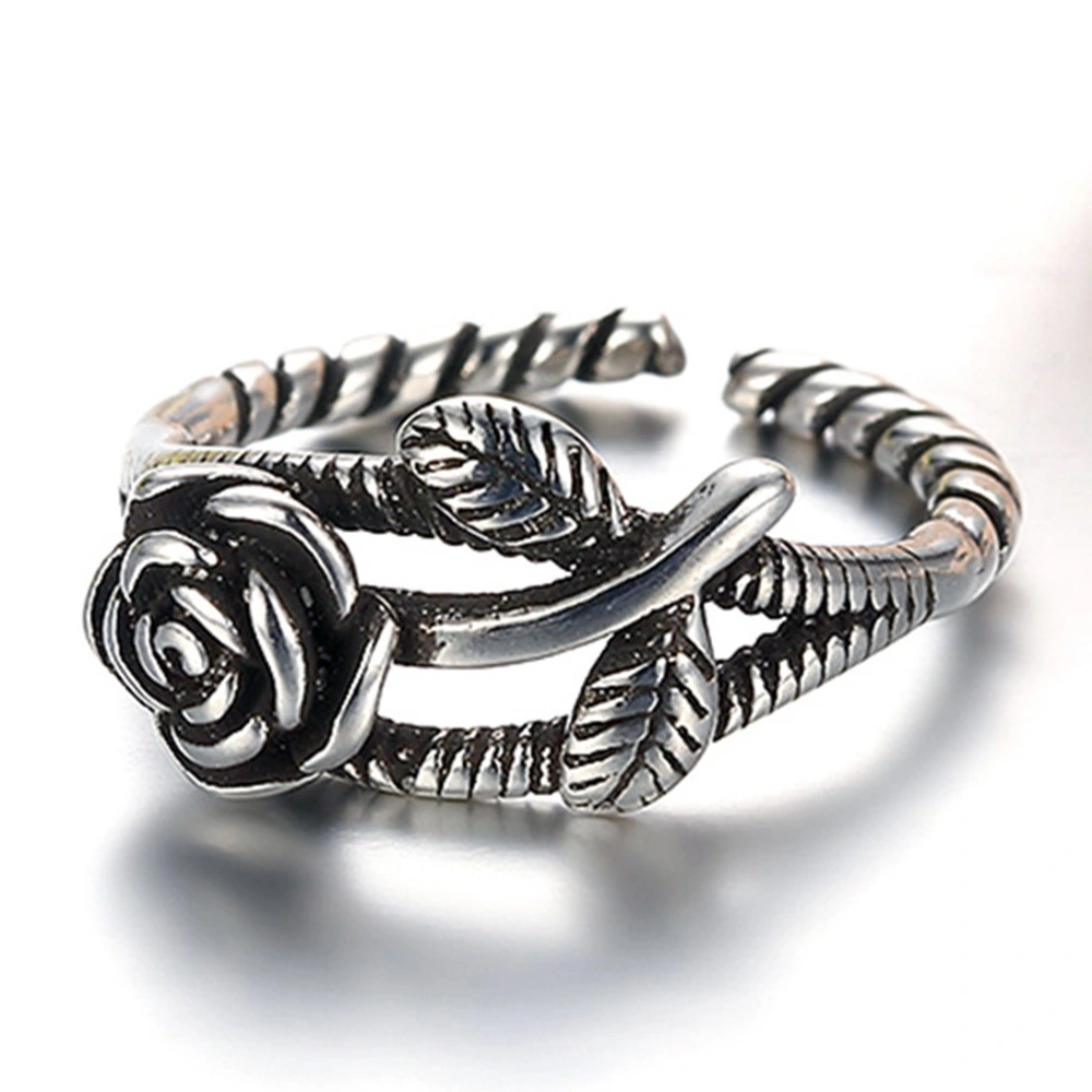 2Pcs Rose Ring Decor Vintage Open Ring Metal Ring Jewelry Adjustable Ring Decorative Flower Ring